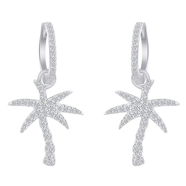 wishrocks Round Cut White Cubic Zirconia Hoop Earrings In Sterling Silver wishrocks Round Cut White Cubic Zirconia Hoop Earrings In Sterling Silver